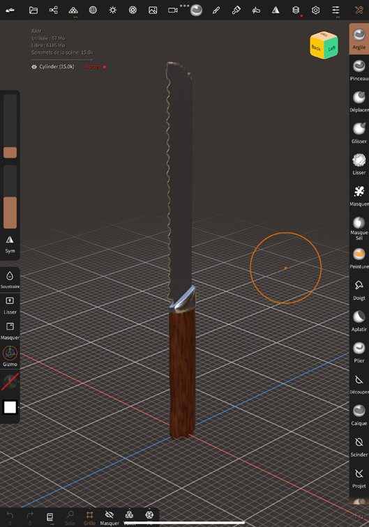 Modèle 3D d'un couteau